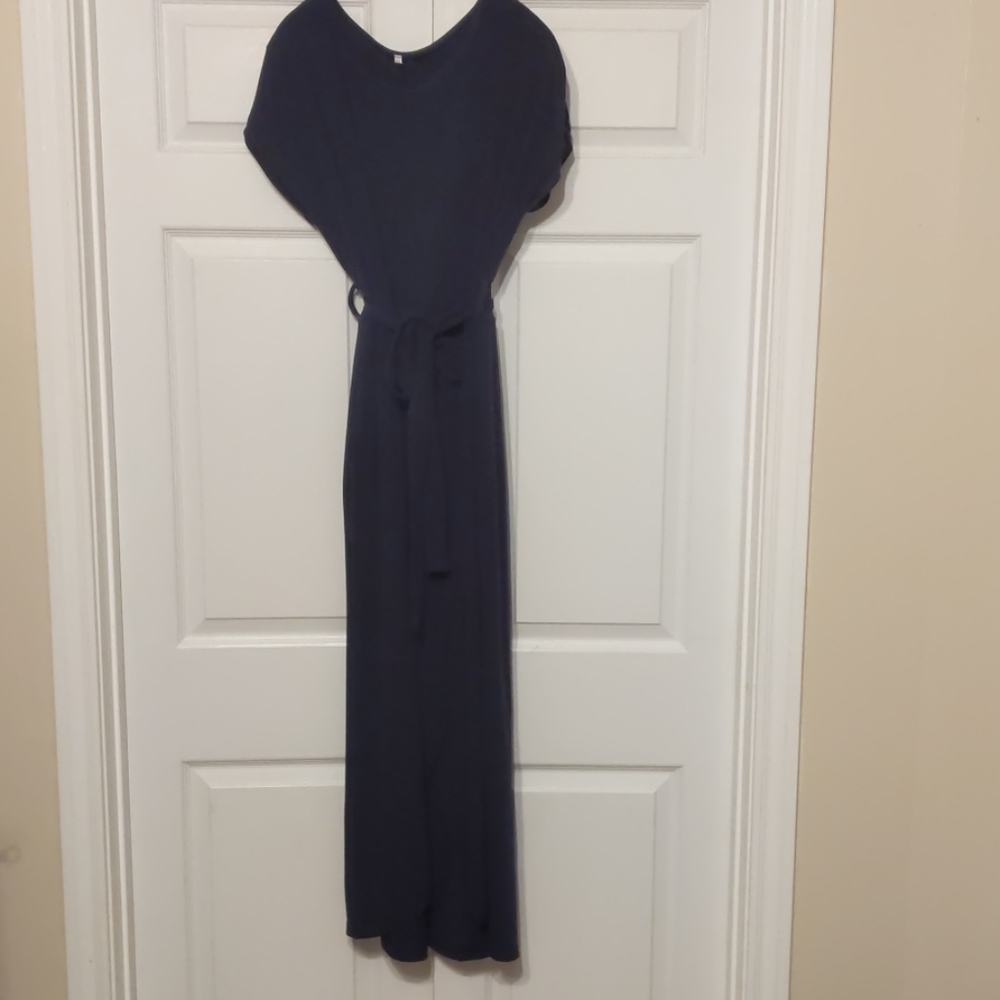 Navy Maxi Faux Wrap Dress